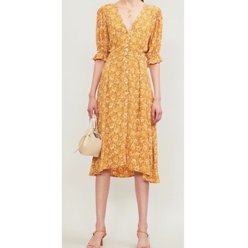 FAITHFULL the BRAND REVOLVE Rafa Midi Shirt Dress Saffron Delphine Floral 4
